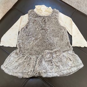 First Impressions 0-3 months Faux Fur Dress Set